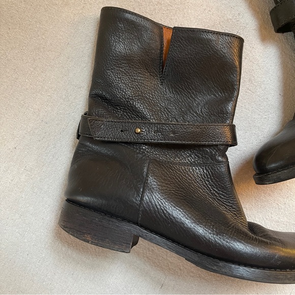 J. Crew Black Leather Ankle Slouch Engineer Boots, Size 7.5 - Picture 2 of 10